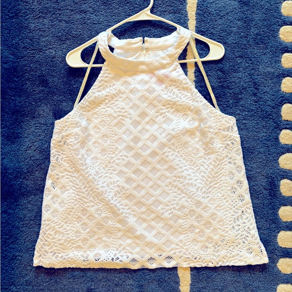 Lilly Pulitzer Tops - Lilly Pulitzer Lace White Sleeveless Halter Top